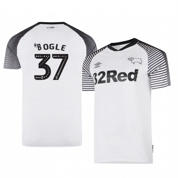 Jayden Bogle Derby County 19-20 Home Men's White Official Short Sleeve Jersey