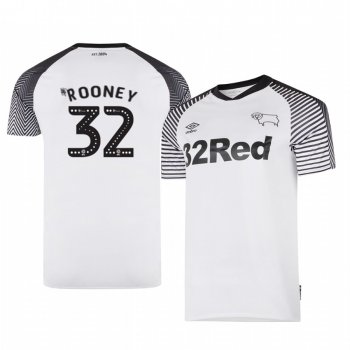 Wayne Rooney Derby County 19-20 Home Men's White Official Short Sleeve Jersey