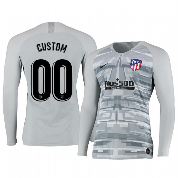 19-20 Atletico de Madrid Custom Gray Long Sleeve Goalkeeper Jersey Men's