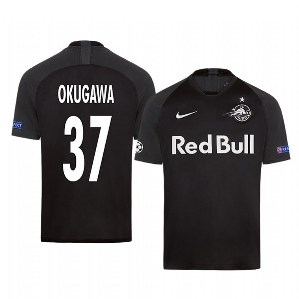 Masaya Okugawa Red Bull Salzburg European Away Black Short Sleeve Jersey