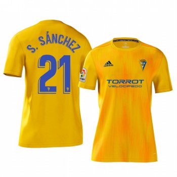 Sergio Sanchez Cadiz CF Home Yellow Short Sleeve Jersey