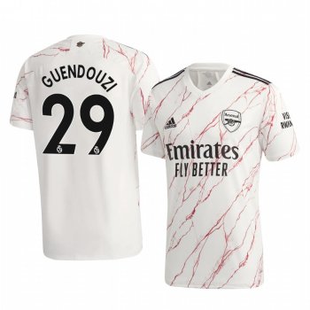 Matteo Guendouzi Arsenal 2020-21 Away Men's White Short Sleeve Jersey