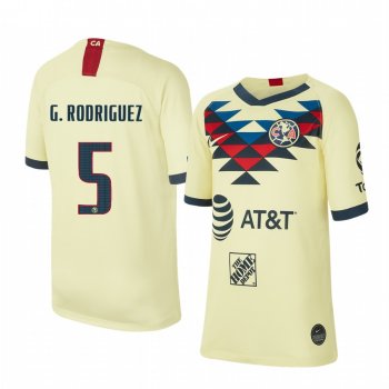 Youth Guido Rodriguez Club America 19-20 Home Yellow Short Sleeve Jersey