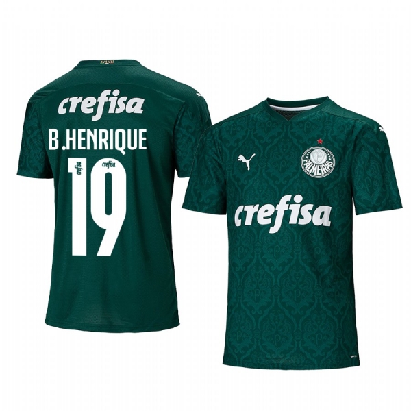 SE Palmeiras Bruno Henrique Men's Green Home Short Sleeve Jersey 2020-21