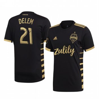 Jordy Delem Seattle Sounders FC 2019 MLS Cup Champions Black Short Sleeve Jersey