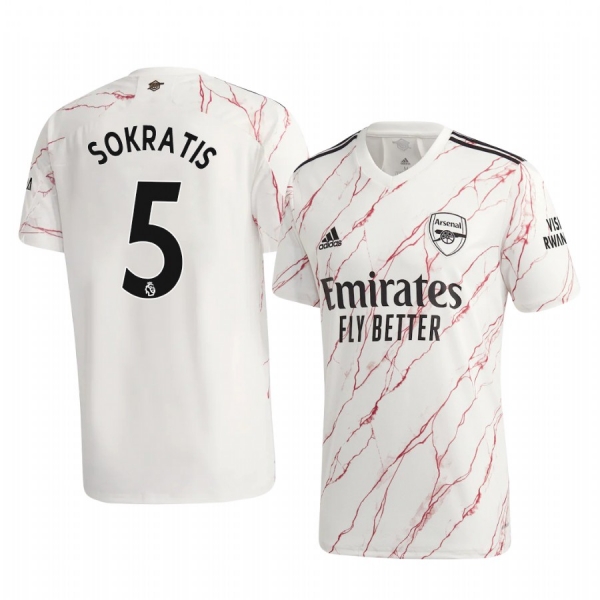 Sokratis Papastathopoulos Arsenal 2020-21 Away Men's White Short Sleeve Jersey