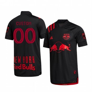 Custom New York Red Bulls Black 2020 Dark Mode Men's Authentic Short Sleeve Jersey