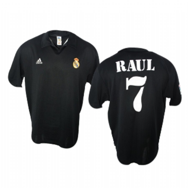 Raul Gonzalez Real Madrid 2001-02 Retro Men's Black 100th Anniversary Jersey