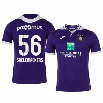 Alexis Saelemaekers Anderlecht 19-20 Home Men's Purple Short Sleeve Jersey