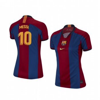 Women's Lionel Messi Barcelona Retro Blue Red Short Sleeve Jersey