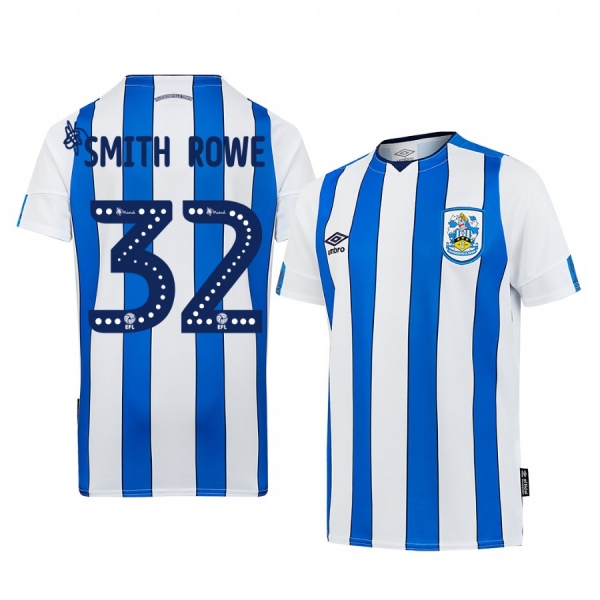 Huddersfield Town Emile Smith Rowe 19-20 Home Men's White Blue Short Sleeve Jersey