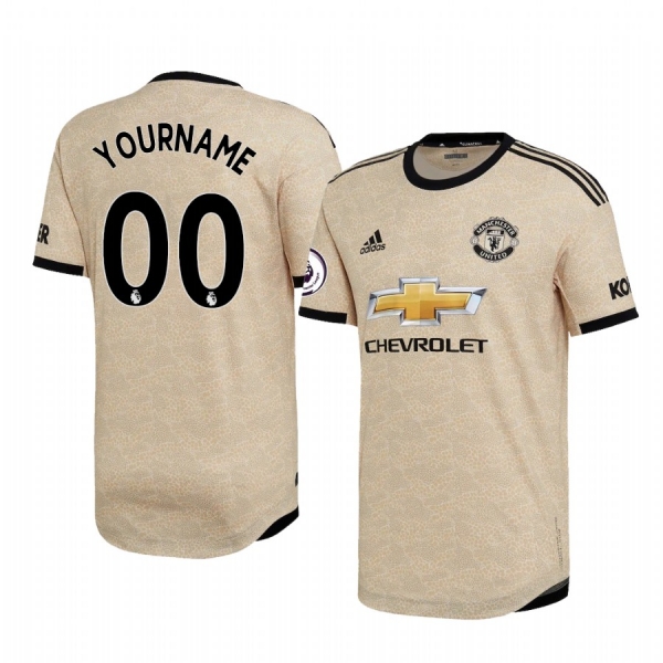 Custom Manchester United 2020 Away Authentic Short Sleeve Tan Jersey