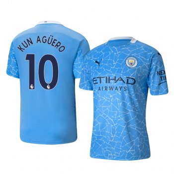 Sergio Agüero Manchester City 2020-21 Home Replica Short Sleeve Blue Jersey