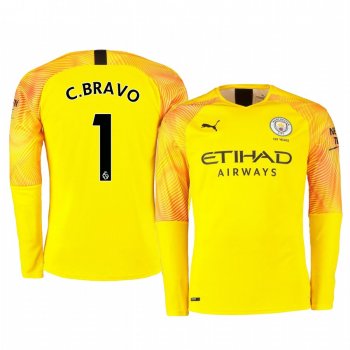 19-20 Manchester City Claudio Bravo Yellow Third Goalkeeper Jersey Men's