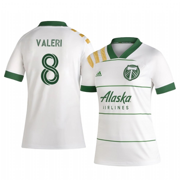 Women's Portland Timbers Diego Valeri White Secondary Short Sleeve Jersey 2020