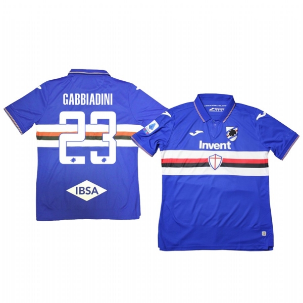 Manolo Gabbiadini Sampdoria 19-20 Home Men's Blue Short Sleeve Jersey