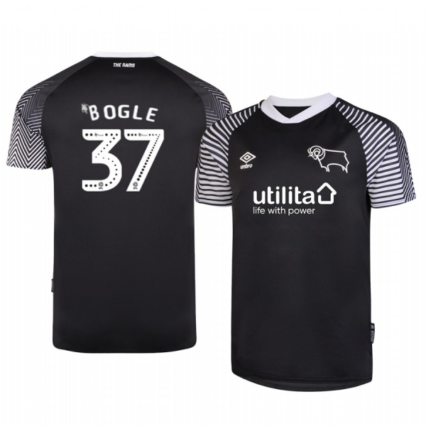 Youth Jayden Bogle Derby County 19-20 Third Black Official Short Sleeve Jersey