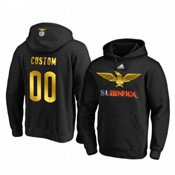 Custom Benfica Black Gold Logo Pullover Hoodie