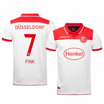 Oliver Fink Fortuna Düsseldorf 19-20 White Home Men's Short Sleeve Jersey