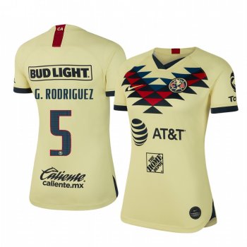 Women's Guido Rodriguez Club America 19-20 Home Yellow Short Sleeve Jersey