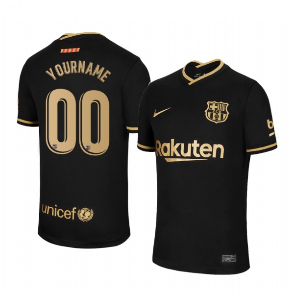 Yourname Barcelona 2020-21 Away Men's Black Short Sleeve Jersey