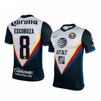 Club America Alonso Escoboza Men's White Navy Away Short Sleeve Jersey 2020-21