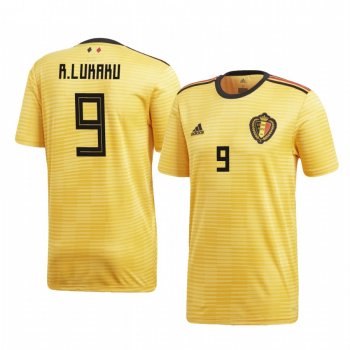 Romelu Lukaku Belgium 2018 World Cup Away Men's Gold Short Sleeve Jersey