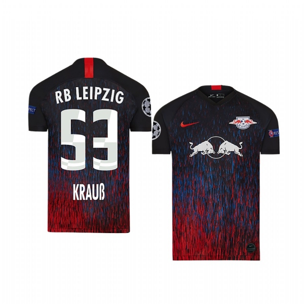 Youth Tom Krauss RB Leipzig 2020 UEFA Champion League Away Black Short Sleeve Jersey