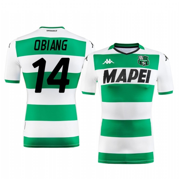 Pedro Obiang U.S. Sassuolo Calcio 2019-20 White Green Away Men's Short Sleeve Jersey