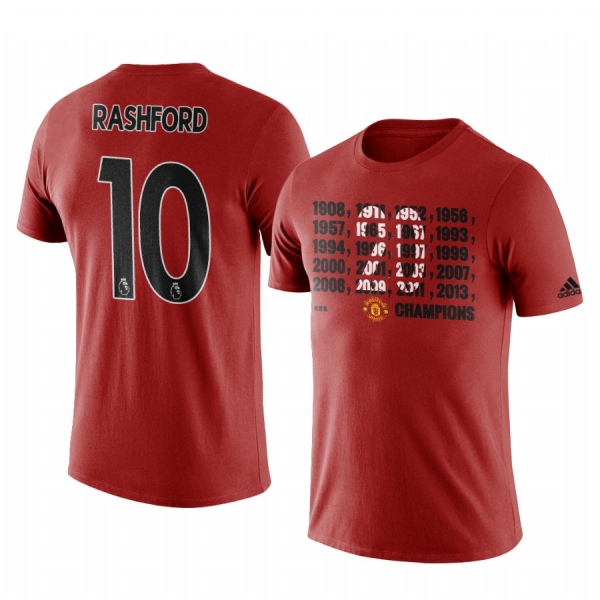 Men's Marcus Rashford Manchester United Champions Short Sleeve T-shirt