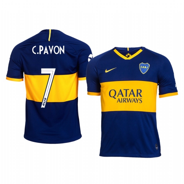 Boca Juniors Cristian Pavon Men's 19-20 Home Replica Short Sleeve Jersey