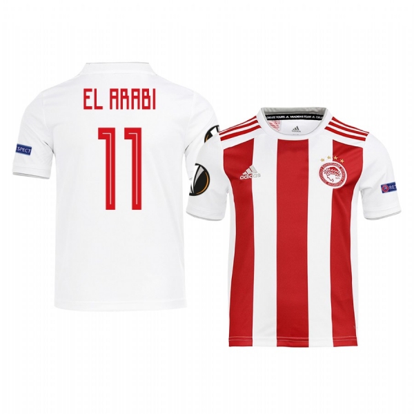 Youth Youssef El-Arabi Olympiacos Piraeus UEFA Europa League Home White Short Sleeve Jersey