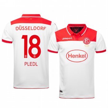 Thomas Pledl Fortuna Düsseldorf 19-20 White Home Men's Short Sleeve Jersey