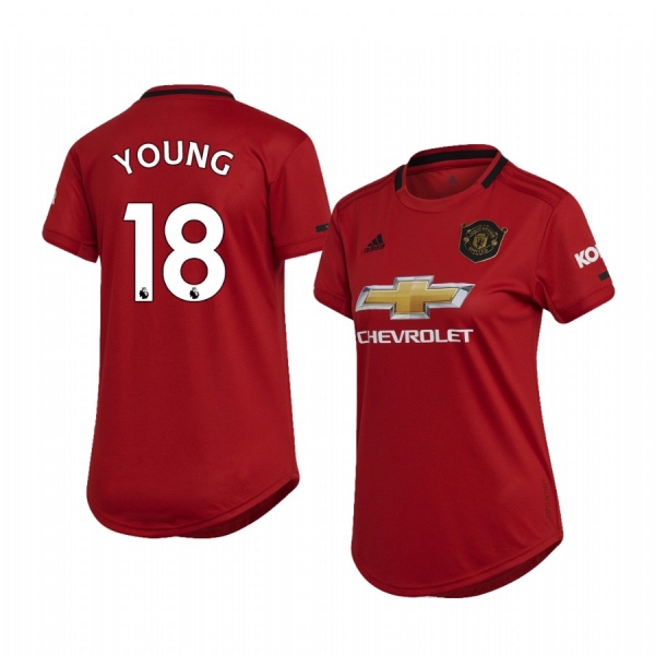 Women's Ashley Young Manchester United Home Short Sleeve Jersey 19-20