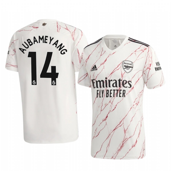 Pierre-Emerick Aubameyang Arsenal 2020-21 Away Men's White Short Sleeve Jersey