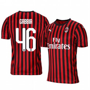 Matteo Gabbia AC Milan 19-20 Red Black Home Official Jersey Men's