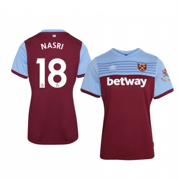 Women's Samir Nasri West Ham United Home Short Sleeve Jersey 19-20