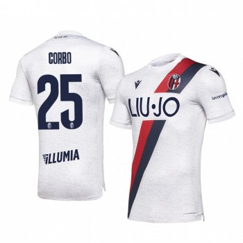 Bologna Gabriele Corbo Men's White Away Short Sleeve Jersey 19-20