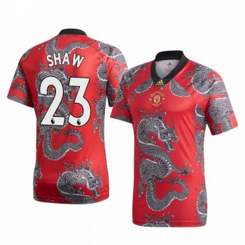 Luke Shaw Manchester United 2020 Red Chinese New Year Dragon Short Sleeve Jersey