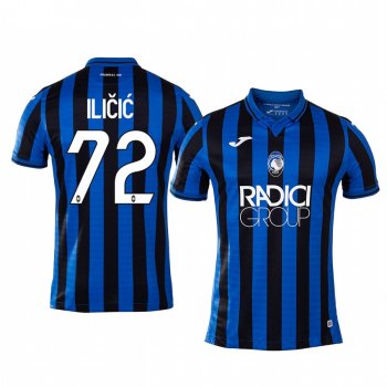 Youth Atalanta Josip Ilicic Black Blue Home Short Sleeve Jersey 19-20