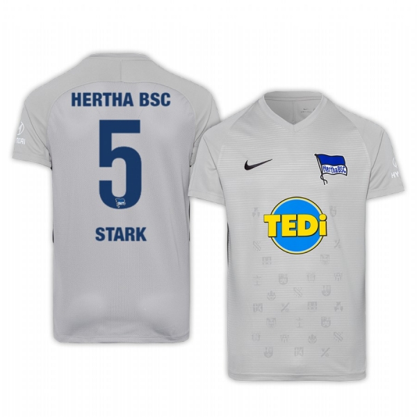 Niklas Stark Hertha BSC 19-20 Third Men's Grey Short Sleeve Jersey