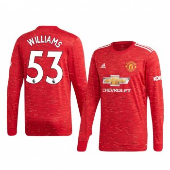 Brandon Williams Manchester United 2020 Home Men's Red Long Sleeve Jersey