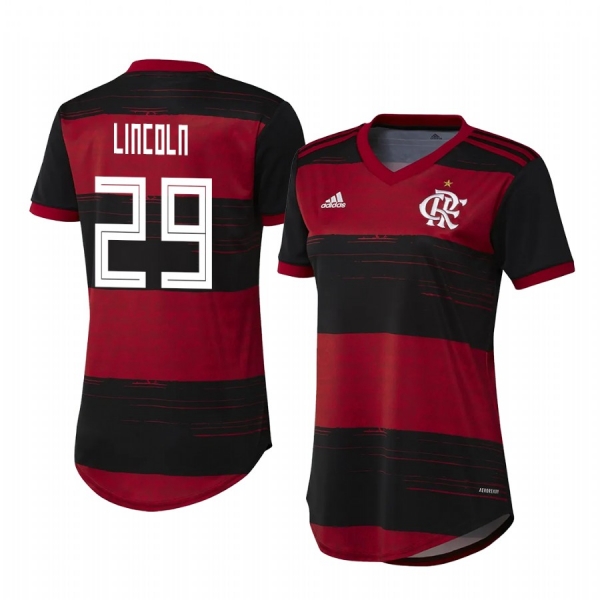 Women's Flamengo Lincoln Red Black Home Short Sleeve Jersey 2020