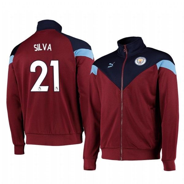 David Silva Manchester City Burgundy Iconic MCS Track Full-Zip Jacket