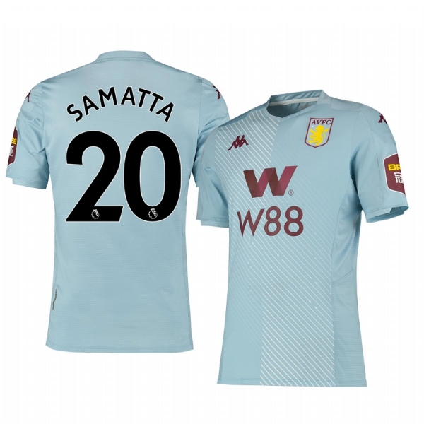 Aston Villa Mbwana Samatta Men's Light Blue Away Short Sleeve Jersey 19-20