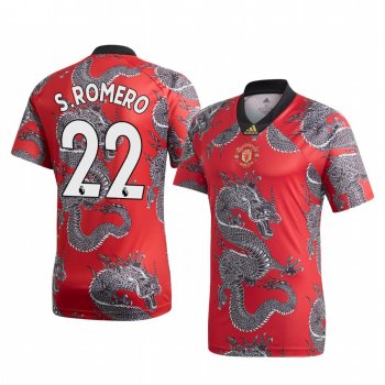 Sergio Romero Manchester United 2020 Red Chinese New Year Dragon Short Sleeve Jersey