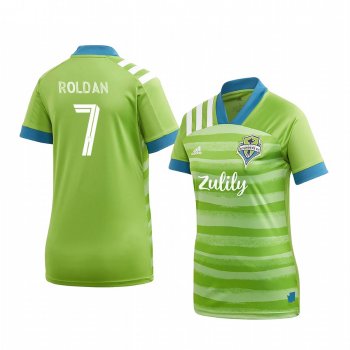 Women's Seattle Sounders FC Cristian Roldan Green Forever Short Sleeve Jersey 2020