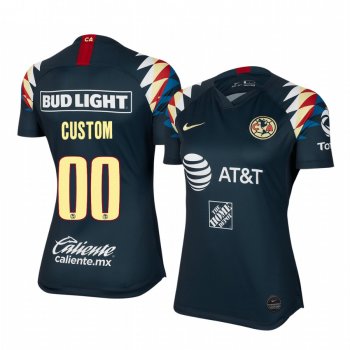 Custom Club America 19-20 Away Women's Navy Short Sleeve Jersey