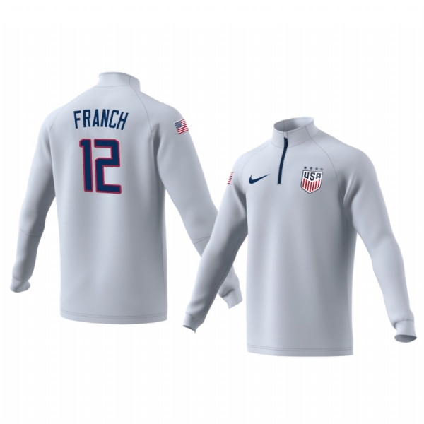 Adrianna Franch USWNT White Quarter Zip Team Logo Long Sleeve Jacket