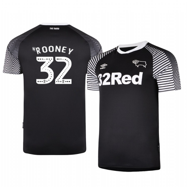 Wayne Rooney Derby County 19-20 Third Men's Black Official Short Sleeve Jersey